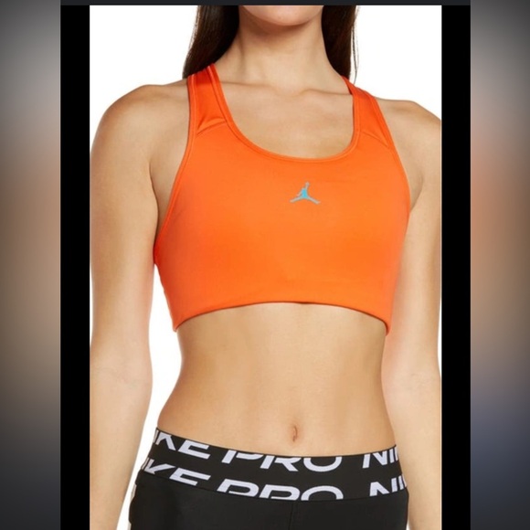 Nike JORDAN Jumpman Sports Bra In Orange/ Blue Lagoon Size Large - Picture 1 of 6